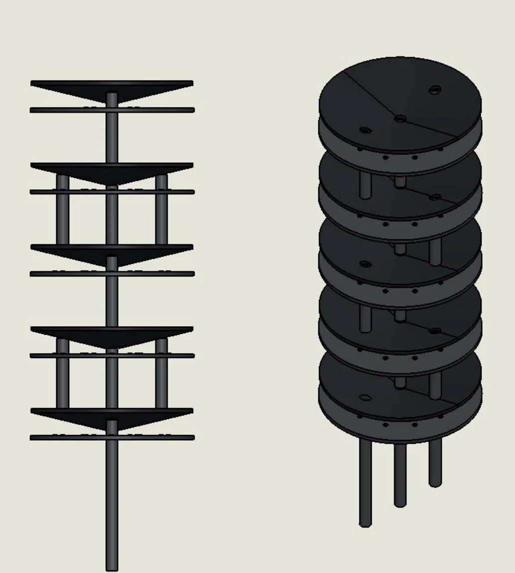 Internal heat exchanger stack with staged porous plates and downcomers